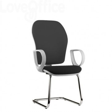 sedia ufficio nera in similpelle con gambe a slitta