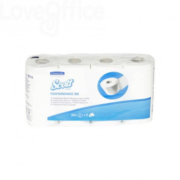 Carta igienica 2 veli SCOTT® in carta a 2 veli 350 strappi Bianco - 8519 (pacco da 8 rotoli)