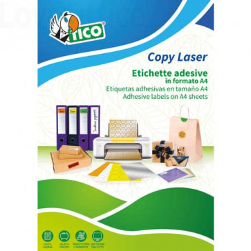 Etichette Copy Laser Fluorescenti - con angoli arrotondati - 200x142 mm - 70 fogli - Giallo - Prem.Tico fluo Las/Ink/Fot - LP4FV-200142 (140 etichette)