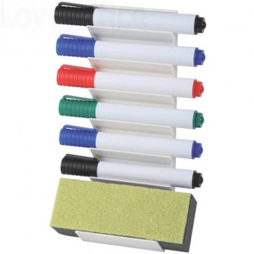 Supporti per lavagne Bianche Q-Connect - 1 cancellino + 6 pennarelli colori assortiti
