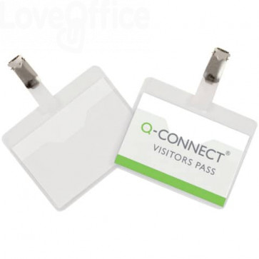 Portabadge Q-Connect plastica 90x60 mm con clip apertura superiore - KF01560(conf.25)