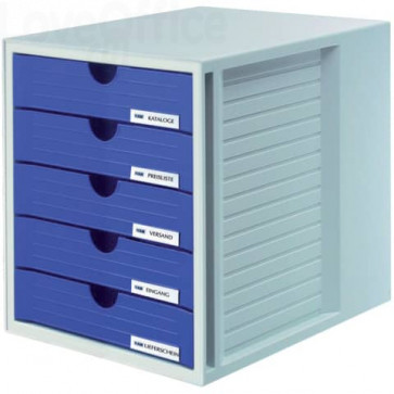 Cassettiera SYSTEMBOX HAN in polistirolo con 5 cassetti chiusi Blu 1450-14