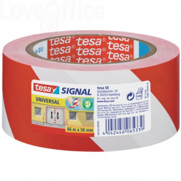 Nastro segnaletico adesivo Rosso- Bianco Tesa in OPP con adesivo acrilico 50mm x 66m - 58134-00000-00