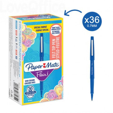 Penne punta fibra Paper Mate Flair/Nylon - M - 1,1 mm Blu (special pack 36)