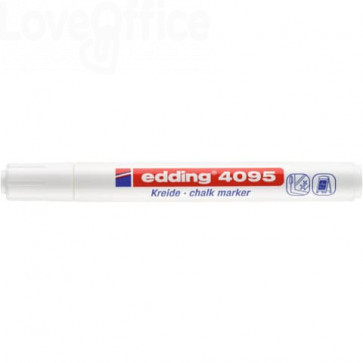 Pennarello per lavagna Bianco Edding 4095 - A Gesso Liquido - Punta Tonda - 2-3 mm