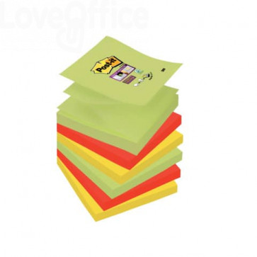 Ricariche foglietti Post-it® Super Sticky - Z-Notes - Marrakesh - 76x76 mm (conf.6 blocchetti da 90 fogli Verde asparago, zafferano, Giallo oro)