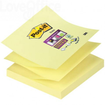 Ricariche foglietti Post-it® Super Sticky - Z-Notes - 76x76 mm (conf.12 blocchetti da 90 fogli Giallo Canary™)