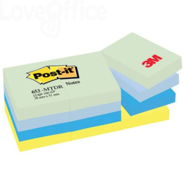 Foglietti riposizionabili Post-it® Notes Dream - tinta unita - 100 - 38x51 mm - Verde, Blu - 653-MTDR (conf.12)