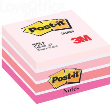 Foglietti riposizionabili Post-it® Cubo Pastello - 76x76 mm - Rosa pastello, Rosa corallo, Rosa neon, Rosa ultra, Bianco - 2028-P