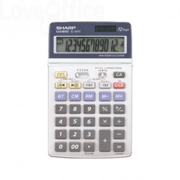 Calcolatrice da tavolo EL-337C a 12 cifre Sharp - Grigio - SH-EL337C