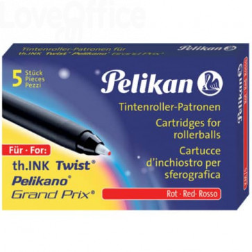Cartucce di inchiostro Pelikan km/5 con punta roller Rosso - 946491 (conf.5)