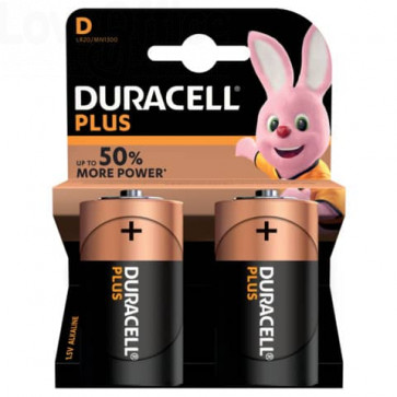 Batterie alcaline Duracell Plus Power Torcia 1300 mAh D - DU0400 (conf.2)