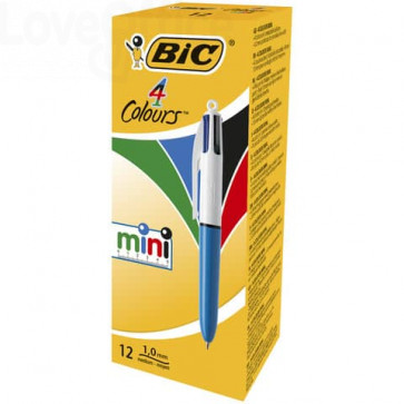 Penna a sfera 4 Colori Bic Colours™ grip - Penna a scatto 4 colori - fusto Bianco/blu - 1 mm - 895958