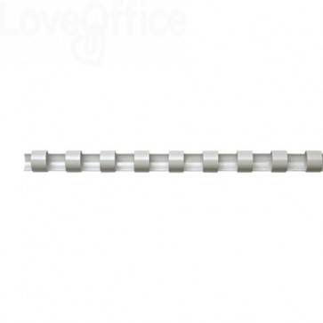 Dorsi plastici a 21 anelli Fellowes - 10 mm - 55 fogli - Bianco - 5345805 (conf.100)