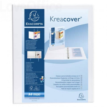Raccoglitore personalizzabile Exacompta A4 maxi Kreacover® Bianco 4 anelli a D 25 mm - 51946E