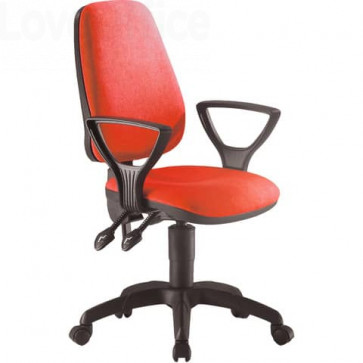 Sedia girevole per scrivania Unisit Leda LDAY Eco smart - schienale alto - rivestimento polipropilene Rosso - Braccioli opzionali