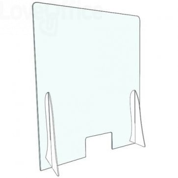 Pannello separatore di sicurezza para fiato 70x90 cm in plexiglas Trasparente spessore 3 mm - con appoggi