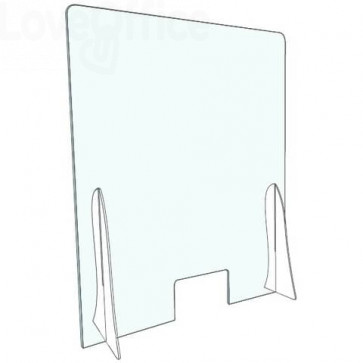 Pannello separatore di sicurezza para fiato 50x70 cm in plexiglas Trasparente spessore 3 mm - con appoggi - BR20203