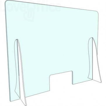 Pannello separatore di sicurezza para fiato 90x70 cm in plexiglas Trasparente spessore 3 mm - con appoggi - BR20211