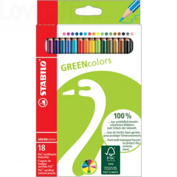 478 Matite colorate GREENcolors astuccio in cartone Stabilo 18 colori  assortiti 6019/2-181 6.16 - Pastelli - LoveOffice®