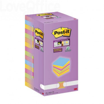 Foglietti riposizionabili Post-it® Super Sticky Color Notes 76x76 mm Tower Pack 16 blocchetti Assortito da 90 ff