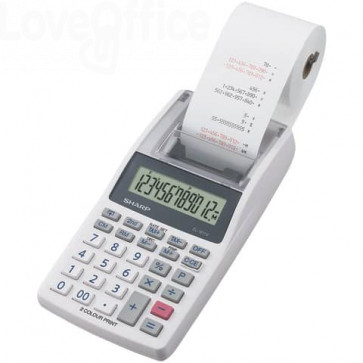 Calcolatrice scrivente mobile 12 cifre Sharp EL-1611V 2 colori di stampa doppia alimentazione Grigia - SH-EL1611V