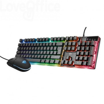 Tastiera e mouse gaming Trust GXT 838 Azor Nero - luci a LED con modalità di colore - 23483