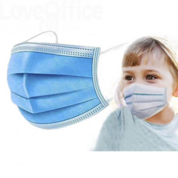 Mascherine chirurgiche monouso per bambini tipo II - Certificazione CE - colore celeste - conf.10 pezzi - SP101