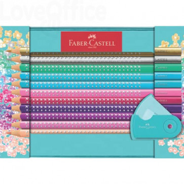 Matite colorate Faber-Castell Sparkle ergonomiche colori assortiti 20 matite + 1 temperino sleeve mini