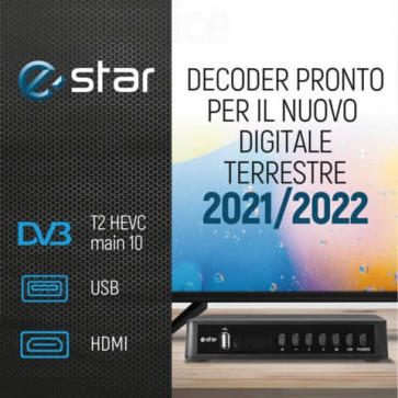 Ricevitore digitale terrestre eSTAR  T2 618 UHD - DVBT-2 RJ45 Nero