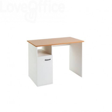 Tavolo compatto con armadietto Paperflow LV10 - 100x49x72 cm (LxPxH) bianco/faggio