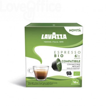 Caffè in cialde Astuccio 16 capsule 128 g compatibili Dolce Gusto Lavazza Espresso Bio - 2322