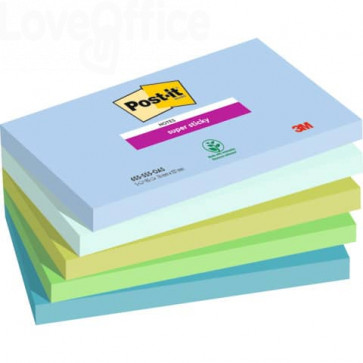 Foglietti Post-it® Super Sticky Oasis - 76x127 mm - 90 foglietti cad. (conf.5 blocchetti)