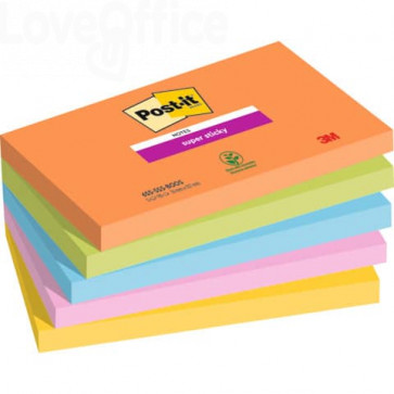 Foglietti Post-it® Super Sticky Boost - 76x127 mm - 90 foglietti cad. (conf.5 blocchetti)