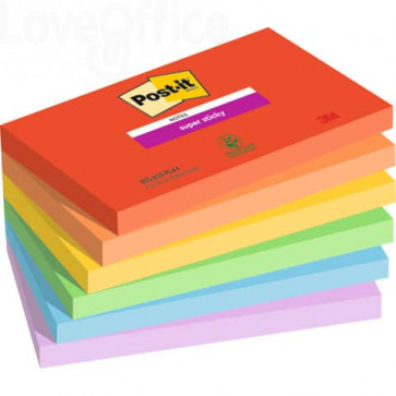 Foglietti Post-it® Super Sticky Playful - 76x127 mm - 90 foglietti cad. (conf.6 blocchetti)