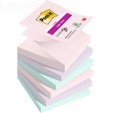 Ricariche di foglietti Post-it® Super Sticky Z-Notes Soulful - 76x76 mm - 90 foglietti cad. (conf.6 blocchetti)