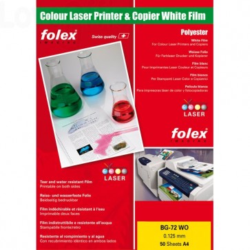 Film per stampanti laser Folex - A4 - 125 µm - Bianco lucido - BG-72 WO (conf.50)