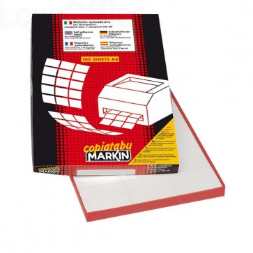 Etichette adesive Bianche Markin - 105x48 mm - 100 fogli da 12 etichette cad. - X210C504 (conf.1200 etichette)