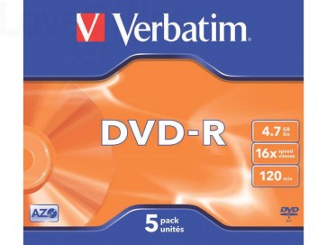 DVD-R Verbatim Jewel Case 4.7 GB - velocità 16x - 43519 (conf.5)