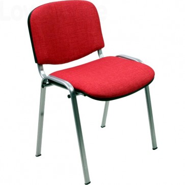 sedia attesa ignifuga di colore rosso con gambe cromate