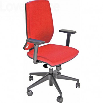 Sedia ufficio girevole Unisit Giulia con base in alluminio - Braccioli inclusi - Rivestimento fili di luce Rosso mattone