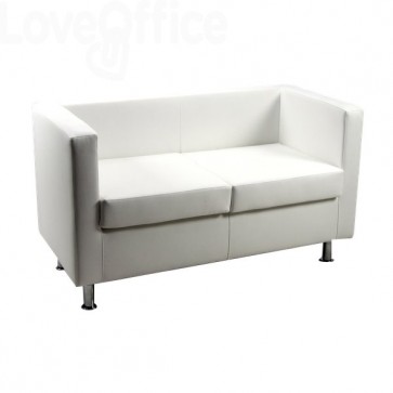 Divanetto attesa - divano 2 posti in similpelle - PRAGMA UNISIT - Bianco - PR2/KQ