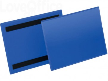 Tasche per identificazione Durable con bande magnetiche Blu - esterno mm. 22,3x16,3 cm - inserto A5 orizzontale - 174307 (conf.50)
