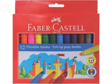 477 Pennarelli Faber-Castell CASTELLO Jumbo punta grossa 5 mm Assortito  (astuccio di cartone da 12) 4.25 - Cancelleria e Penne - LoveOffice®