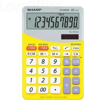 Calcolatrice da tavolo EL-M332B a 10 cifre Sharp - Giallo - SH-ELM332BYL