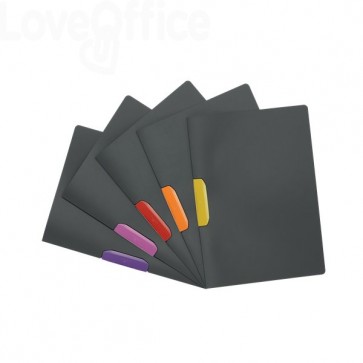 Cartelline Duraswing Colour Durable - A4 - Antracite - clip colori assortiti - 2304-00 (conf.5)