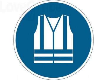 Pittogramma da pavimento "Gilet di sicurezza alta visibilità obbligatorio" Durable Azzurro Ø 430 mm - 173506