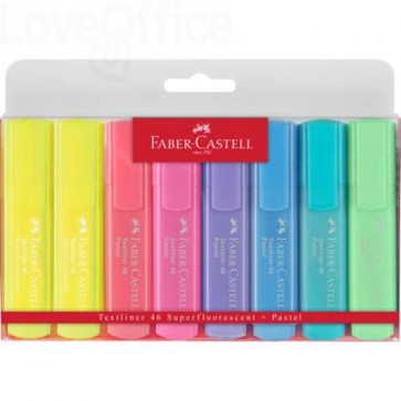 Evidenziatori Faber-Castell Textliner 46 Pastel 1-2-5 mm - colori assortiti - 154681 (conf.8)