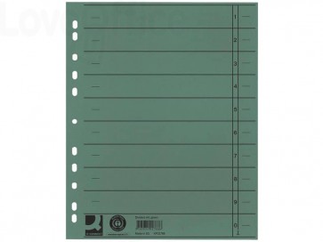 Separatore per archivio con perforazione universale Q-Connect 24x30 cm 230 g/m² Verde - KF02788 (conf.100)