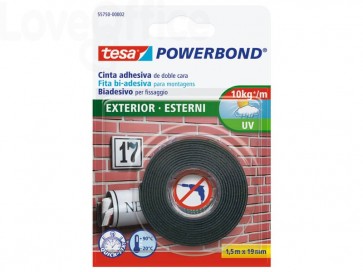 Nastro biadesivo tesa Powerbond® per Esterni - 19 mm x 1,5 m - Bianco
